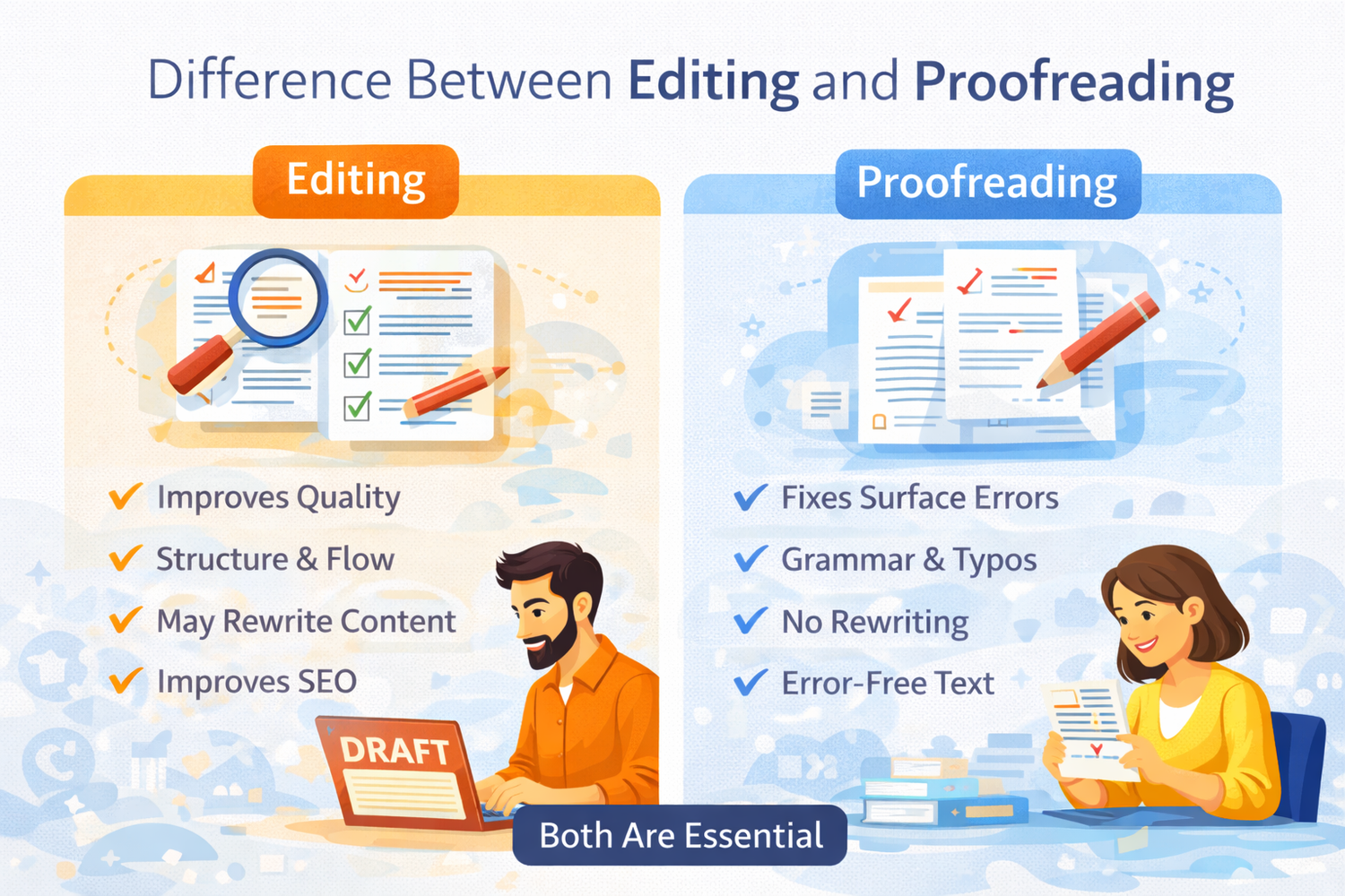 Difference Between Editing and Proofreading
