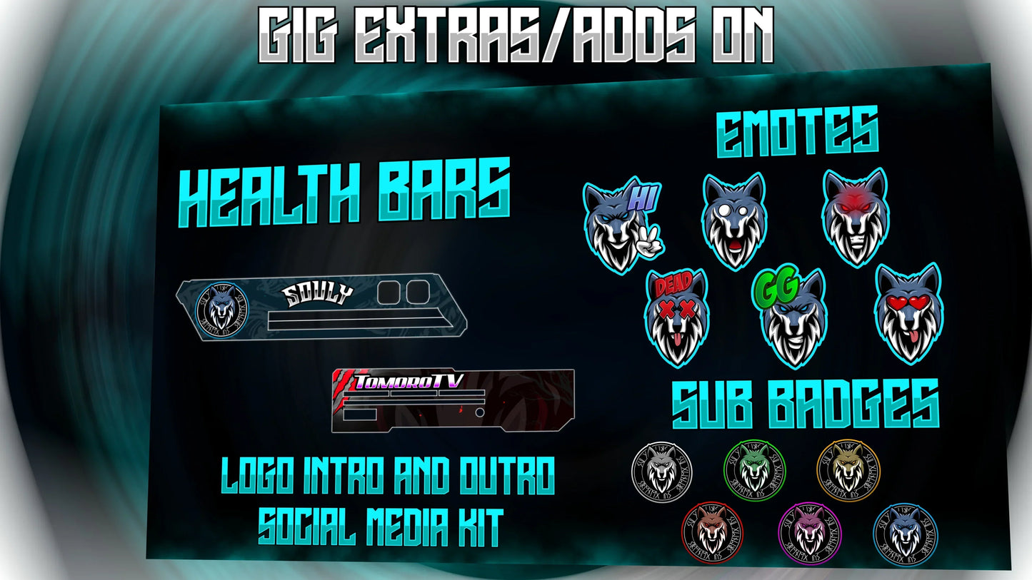 I will create animated twitch, youtube and kick stream overlay package