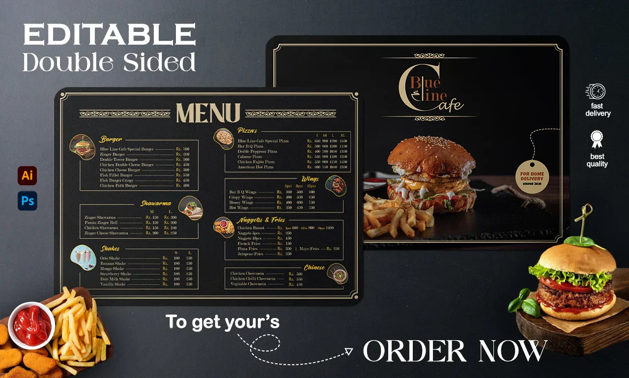 I will professionally design a flyer, brochure, packaging design and menu cards