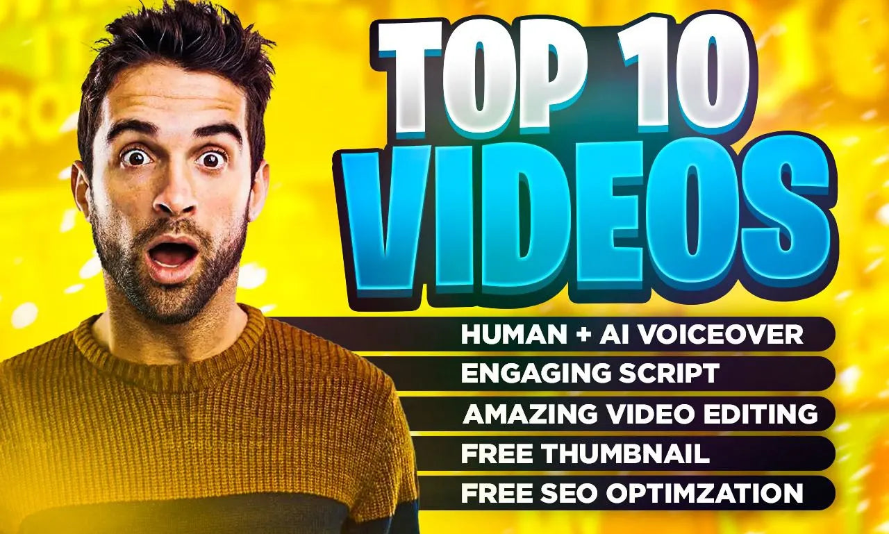 I will create youtube cash cow videos and top 10 videos for your channel-1 video(180 seconds running time)