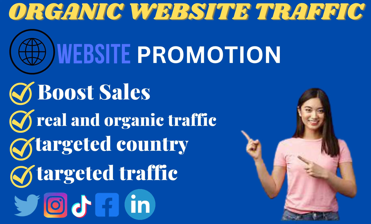 I will do organic website traffic promotion-10+ Million active social media users (One Month Promotion)