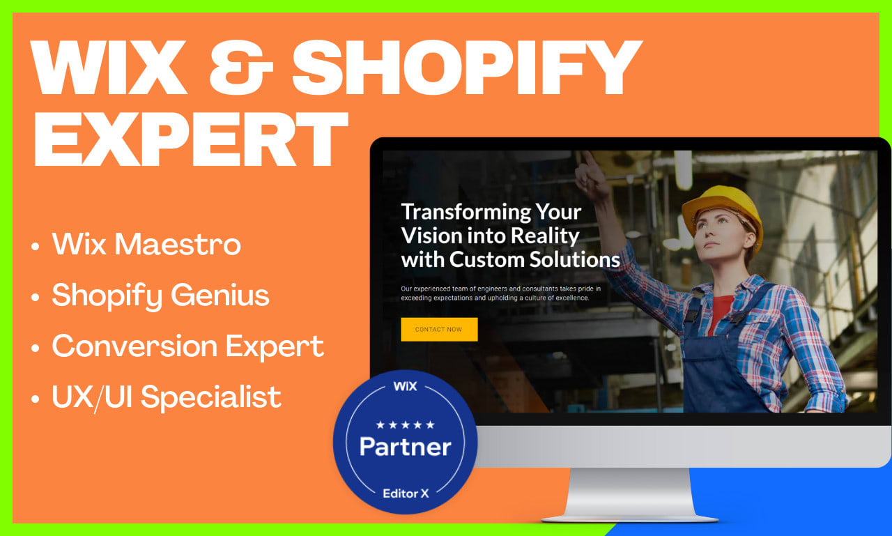 I will design or redesign a responsive wix website or shopify website (1 page)