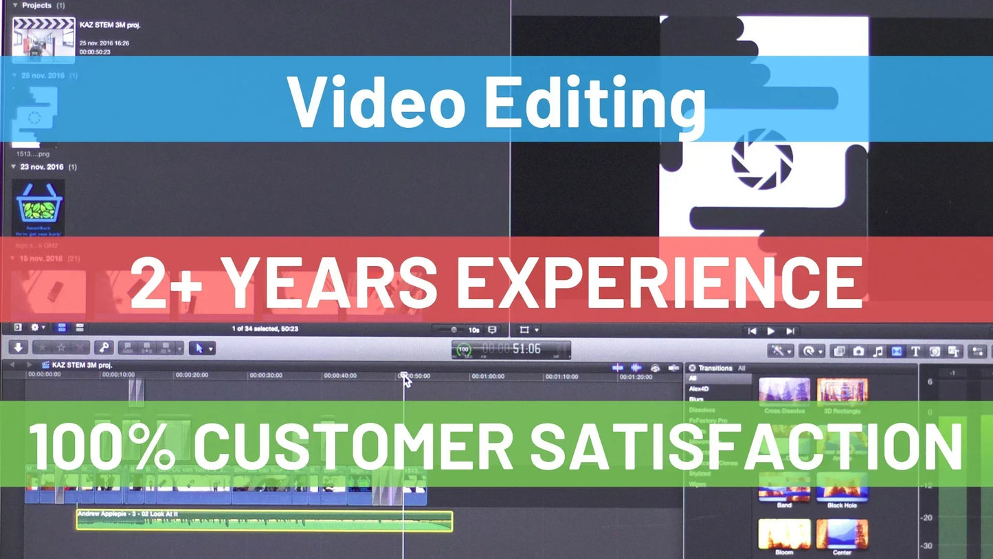 I will do professional video editing with in 24 hours-Up to 3 minutes