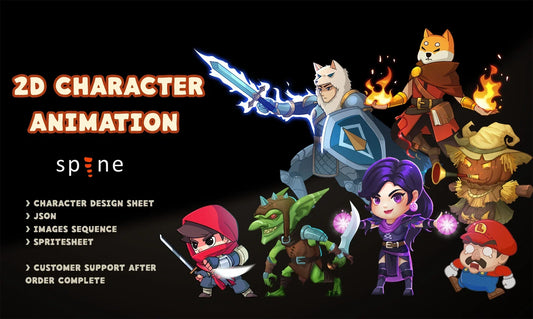 I will create smooth 2d character animation in spine for your game-15 seconds running time