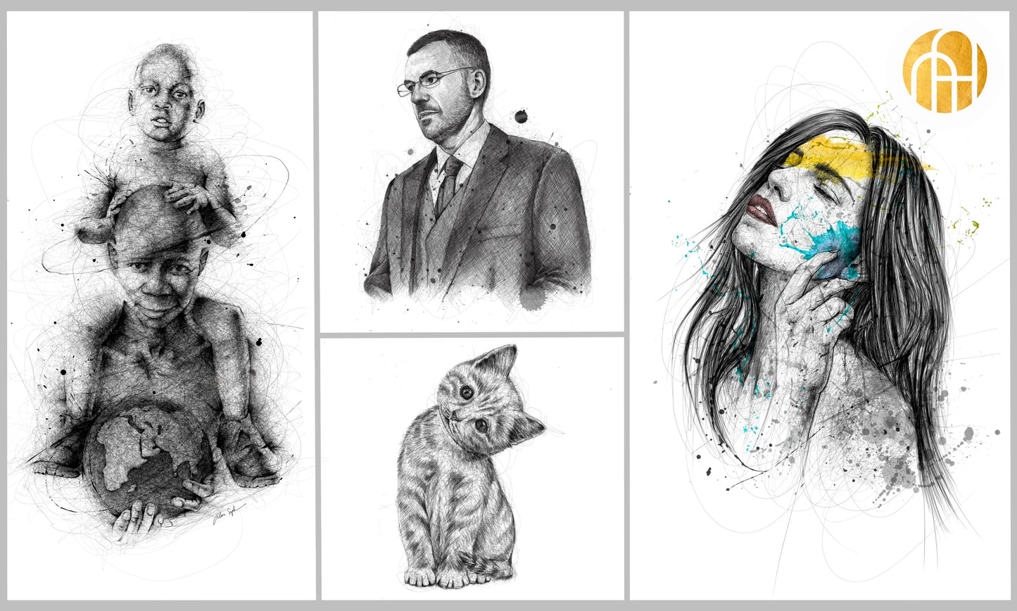 I will draw scribble sketch illustration, as you wish