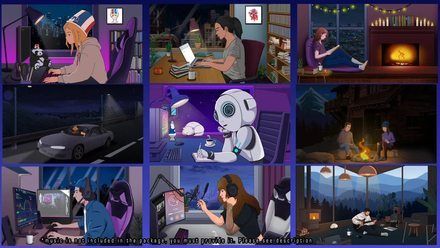 I will create lofi loop animation illustration and animated gif