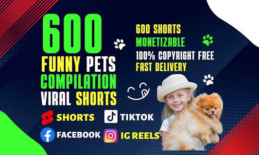 I will make 70 youtube viral shorts and funny pet videos-70 Youtube shorts/ Instagram reels/ Facebook vidoes/ TikTok