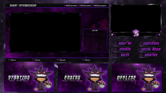 I will design twitch animated overlay, stream logo twitch stream package screens emotes