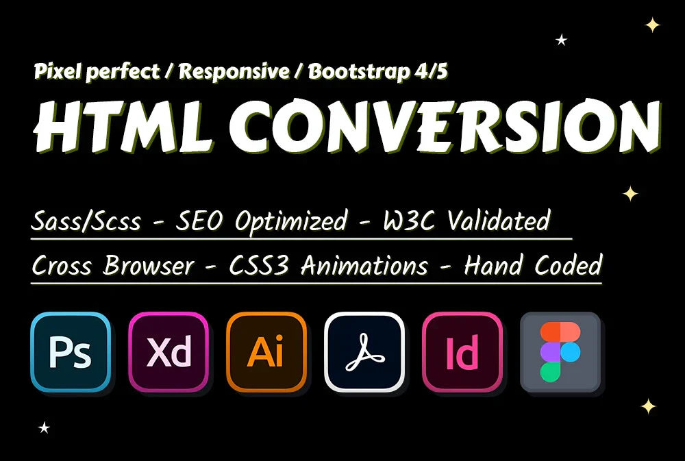 I will convert psd, pdf to html, responsive bootstrap (1 page)