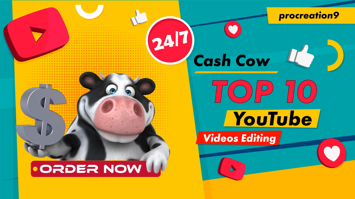 I will create youtube top 10 videos and faceless cash cow video editing-1 video(180 seconds running time)