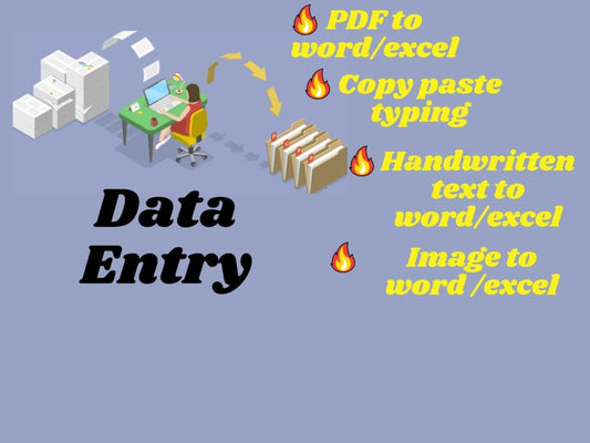 I will do data entry, web research, excel, admin support work,email, copy paste-10 hours of work